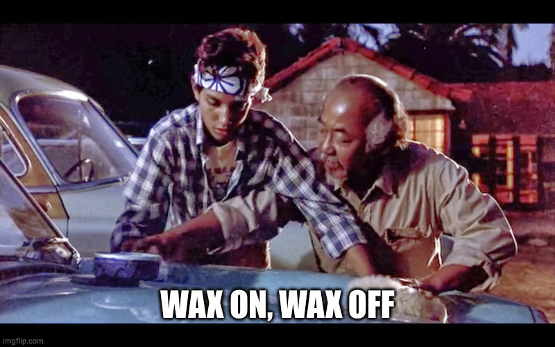 wax on wax off | WAX ON, WAX OFF | image tagged in wax on wax off | made w/ Imgflip meme maker