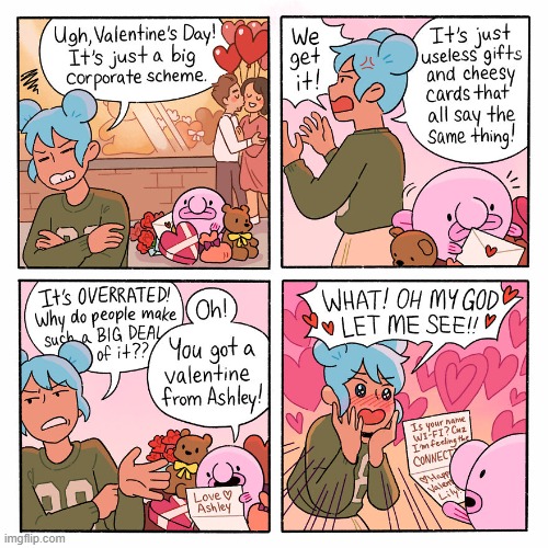 Happy Valentine's Day, everybody! | image tagged in valentine's day,gifts,cards,lesbian,blobfish | made w/ Imgflip meme maker