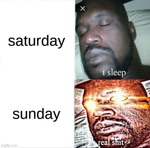 sunday worst weekend day | saturday; sunday | image tagged in memes,sleeping shaq | made w/ Imgflip meme maker