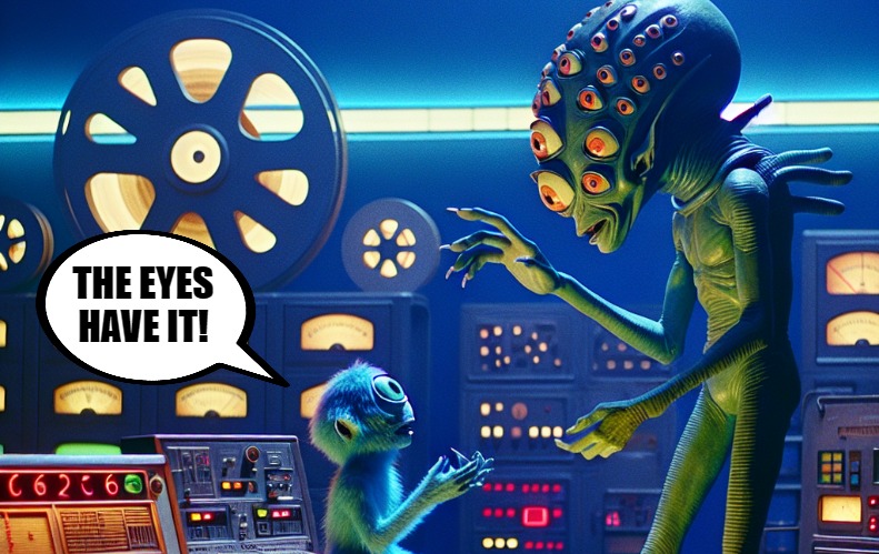 alien joke | THE EYES HAVE IT! | image tagged in joke,kewlew | made w/ Imgflip meme maker