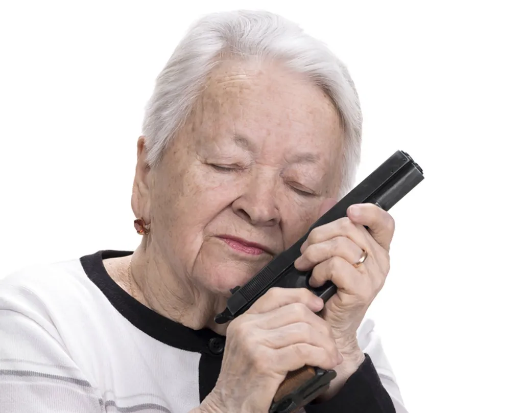 High Quality grandma with a gun Blank Meme Template