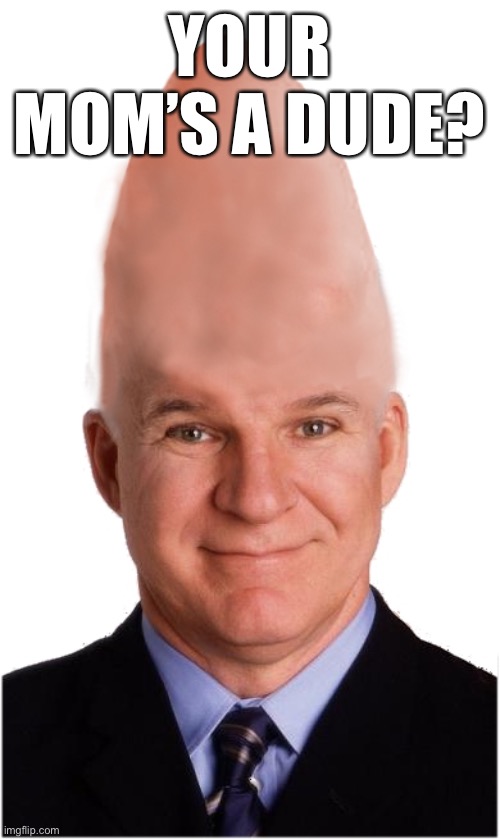 YOUR MOM’S A DUDE? | image tagged in steve conehead martin | made w/ Imgflip meme maker