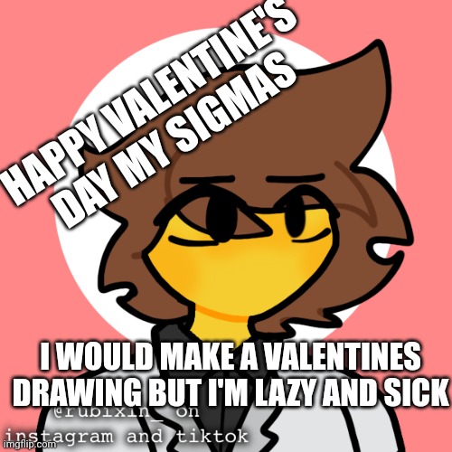 Ignore that fact i said sigma | HAPPY VALENTINE'S DAY MY SIGMAS; I WOULD MAKE A VALENTINES DRAWING BUT I'M LAZY AND SICK | image tagged in mex | made w/ Imgflip meme maker