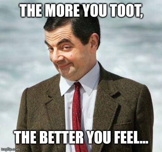 mr bean | THE MORE YOU TOOT, THE BETTER YOU FEEL... | image tagged in mr bean | made w/ Imgflip meme maker