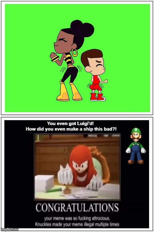 Knuckles Hates This Teen Titans GO! Cringe Ship Ft. Luigi Blank Meme Template