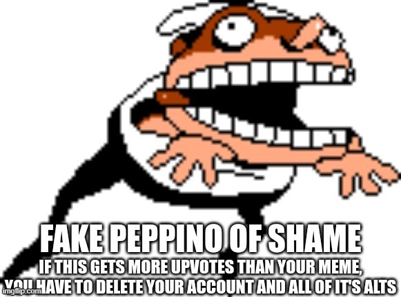 Fake Peppino Of Shame | image tagged in fake peppino of shame | made w/ Imgflip meme maker