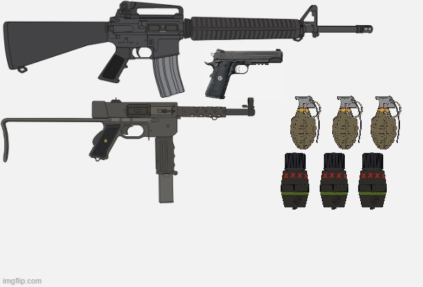 an Eroican Riflemen (of the 1st - 106th Division) Loadout | image tagged in short white template,eroican,rifle,smg,loadout,military | made w/ Imgflip meme maker