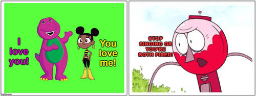 Benson Tells Barney and Teen Titans GO! Bumblebee To StopSinging Blank Meme Template