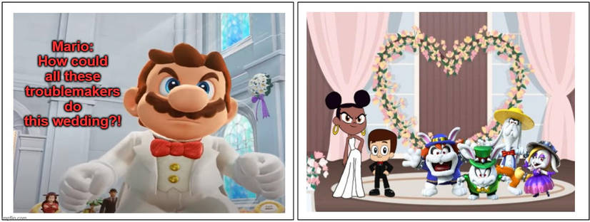 High Quality Mario Hates Teentitans GO! Bumblebee and KidLuis Wedding Blank Meme Template