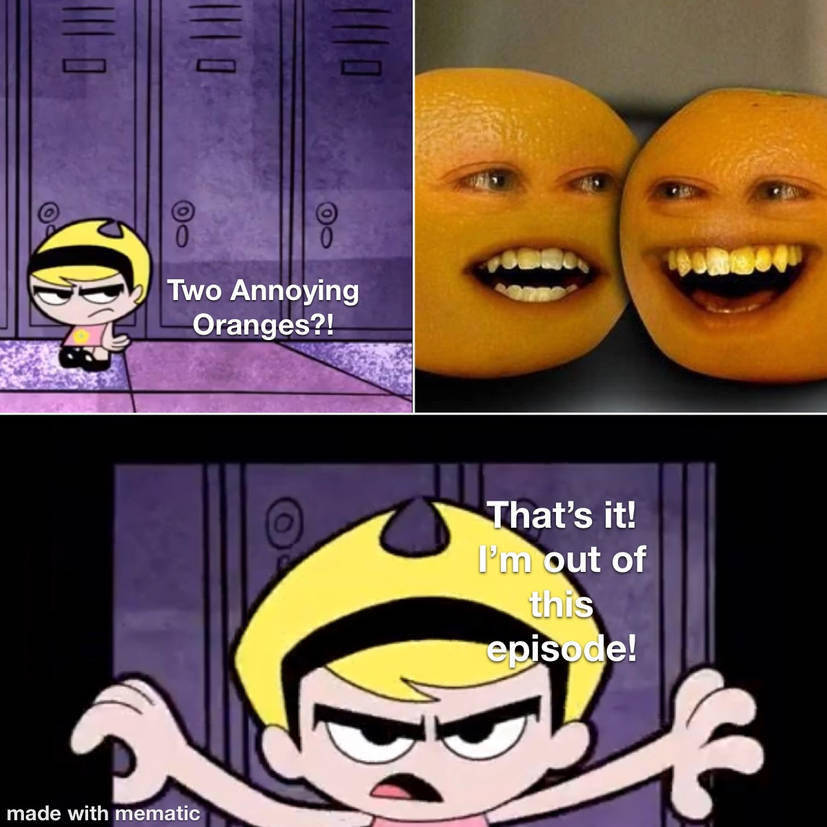 High Quality Cartoon Network Mandy Hates More Annoying Orange Episode Blank Meme Template