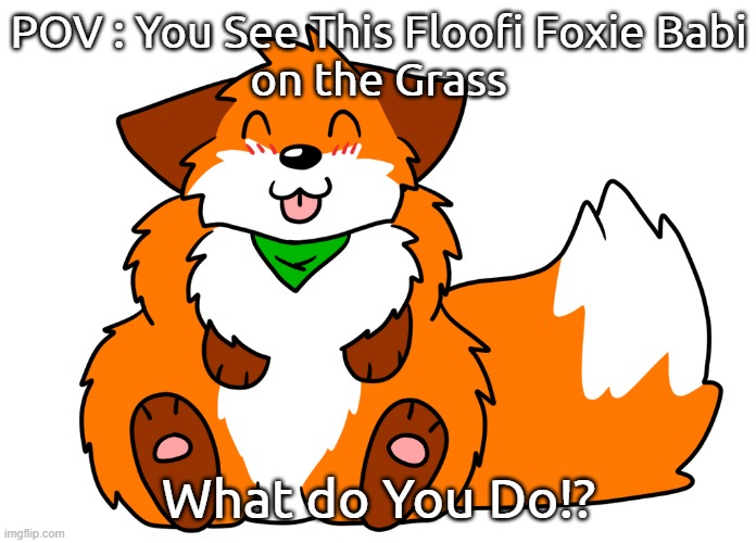 (Credit : FloffytehFox)Rules In the Comment.(RESTARTED/STRICLY NO DRAMA) | POV : You See This Floofi Foxie Babi
on the Grass; What do You Do!? | image tagged in floofy floof,fox,furry,wholesome,restarted rp | made w/ Imgflip meme maker