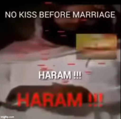 NO KISS BEFORE MARRIAGE HARAM!! | image tagged in no kiss before marriage haram | made w/ Imgflip meme maker