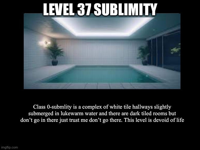 All Endings | LEVEL 37 SUBLIMITY; Class 0-submlity is a complex of white tile hallways slightly submerged in lukewarm water and there are dark tiled rooms but don’t go in there just trust me don’t go there. This level is devoid of life | image tagged in all endings | made w/ Imgflip meme maker