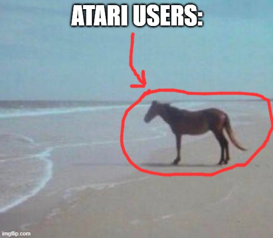 Man Horse Water | ATARI USERS: | image tagged in man horse water | made w/ Imgflip meme maker