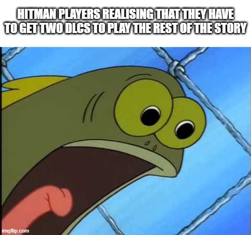 You what?! | HITMAN PLAYERS REALISING THAT THEY HAVE TO GET TWO DLCS TO PLAY THE REST OF THE STORY | image tagged in you what | made w/ Imgflip meme maker