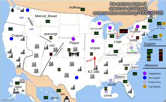 the warzone states of america is at hold until someone does something PRODUCTIVE | made w/ Imgflip meme maker