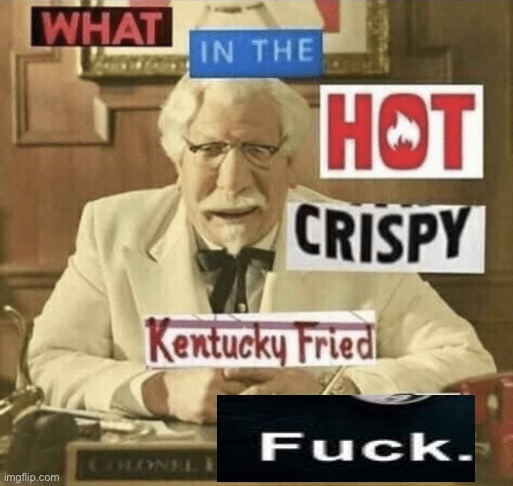 what in the hot crispy kentucky fried frick | image tagged in what in the hot crispy kentucky fried frick | made w/ Imgflip meme maker