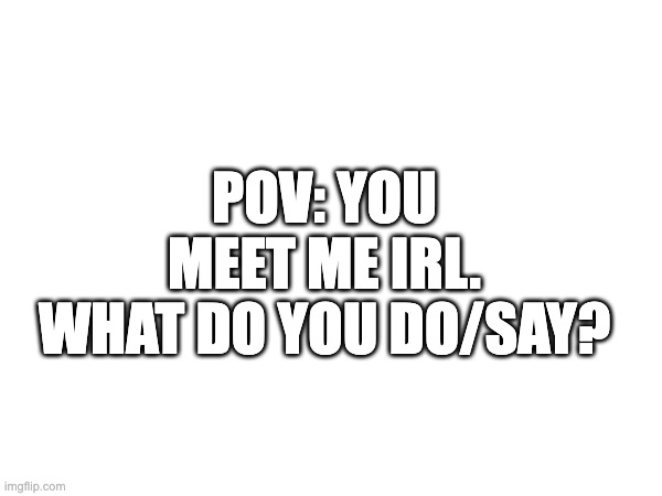 Couldn't decide what to use as a template so I used a blank ?? | POV: YOU MEET ME IRL.
WHAT DO YOU DO/SAY? | image tagged in roleplaying | made w/ Imgflip meme maker
