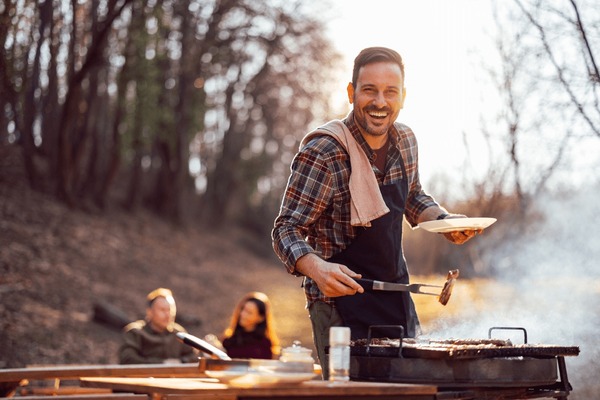 Men with barbecue Blank Meme Template