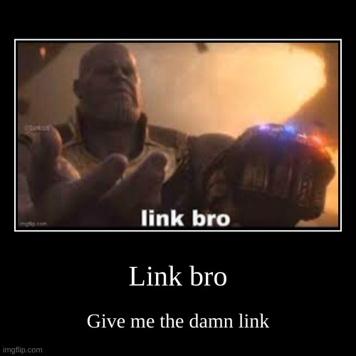 Link bro | Give me the damn link | image tagged in funny,demotivationals | made w/ Imgflip demotivational maker