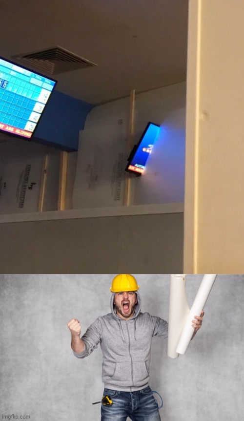 Weird construction | image tagged in angry contractor,tech,construction,you had one job,memes,wall | made w/ Imgflip meme maker