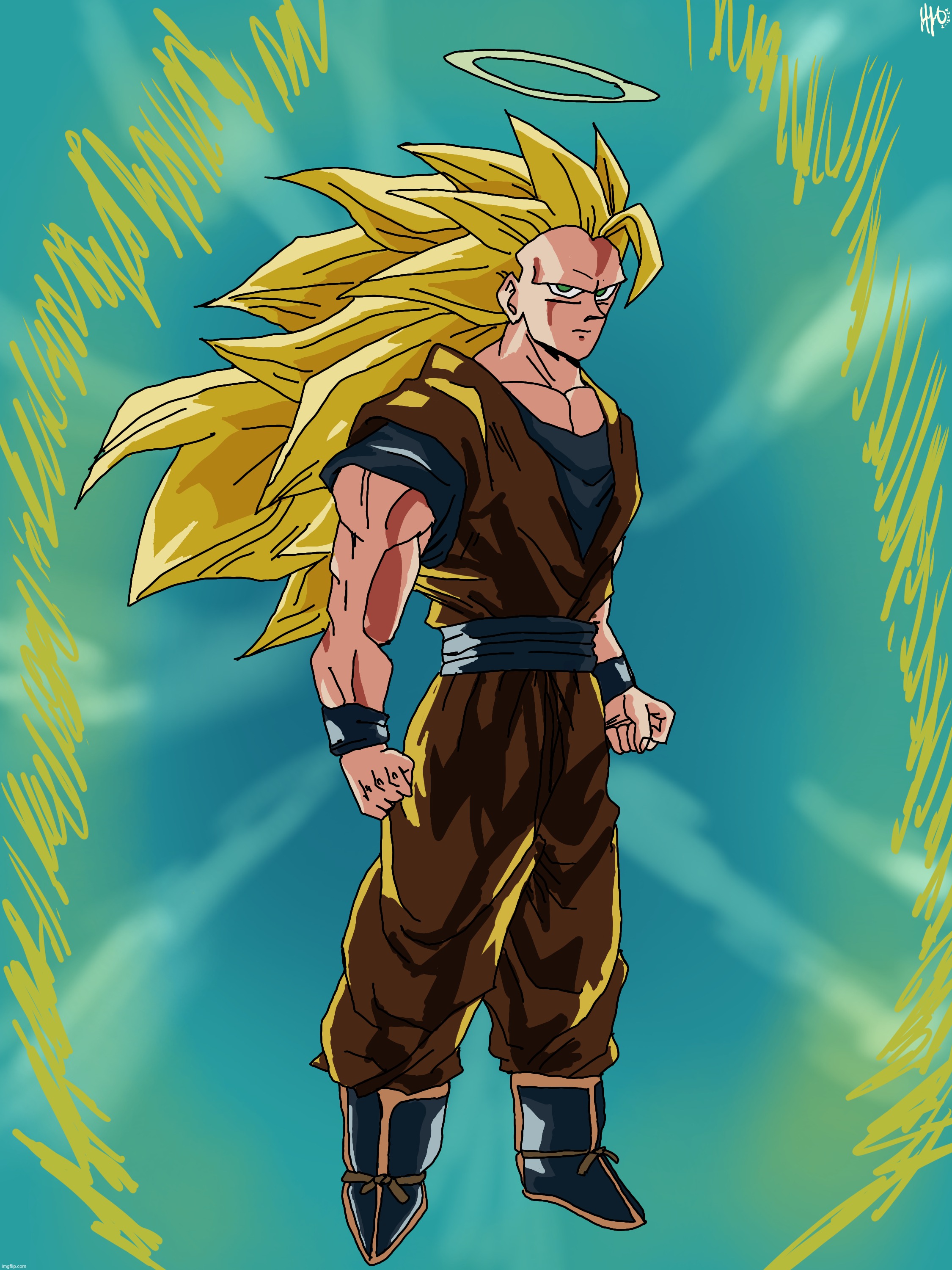 Super Saiyan 3 Goku Re-Drawn | image tagged in goku,dbz | made w/ Imgflip meme maker