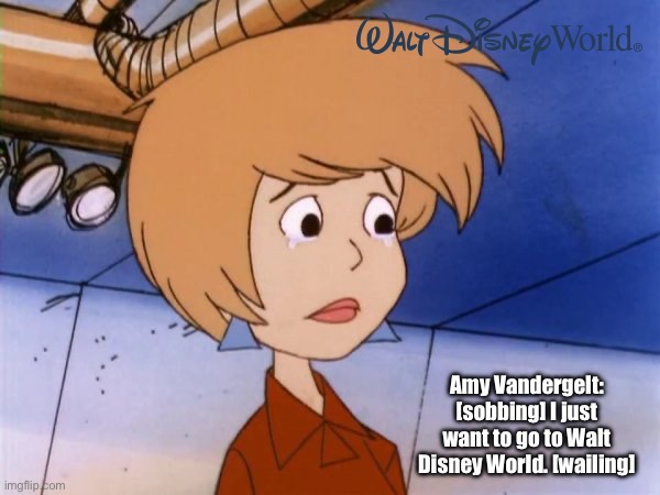 Amy Vandergelt is Crying | Amy Vandergelt: [sobbing] I just want to go to Walt Disney World. [wailing] | image tagged in crying amy vandergelt,disney,deviantart,girl,crying girl,memes | made w/ Imgflip meme maker