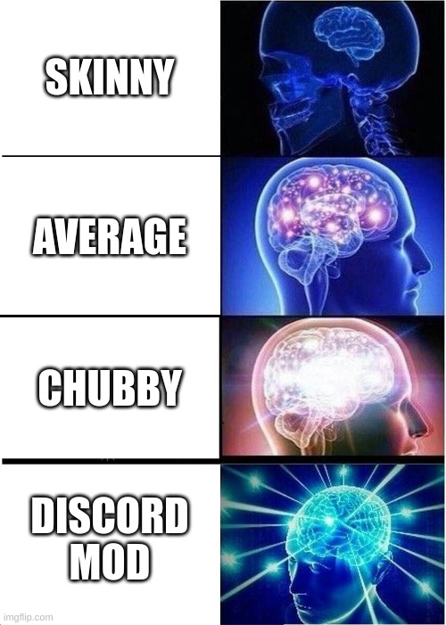 jhy | SKINNY; AVERAGE; CHUBBY; DISCORD MOD | image tagged in memes,expanding brain | made w/ Imgflip meme maker