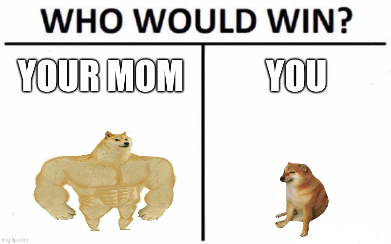 Who Would Win? | YOUR MOM; YOU | image tagged in memes,who would win | made w/ Imgflip meme maker