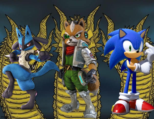 Lucario,Fox and Sonic is another awesome crossover trio! | image tagged in three-headed serious dragon,crossover,sonic the hedgehog,star fox,pokemon | made w/ Imgflip meme maker