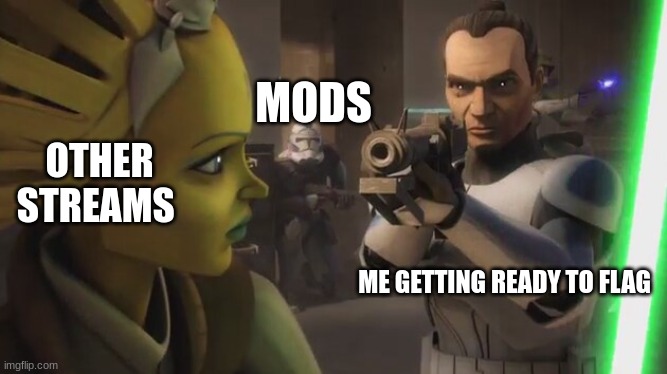 MODS; OTHER STREAMS; ME GETTING READY TO FLAG | made w/ Imgflip meme maker