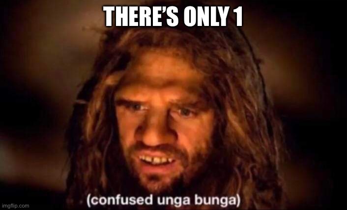 Confused Unga Bunga | THERE’S ONLY 1 | image tagged in confused unga bunga | made w/ Imgflip meme maker