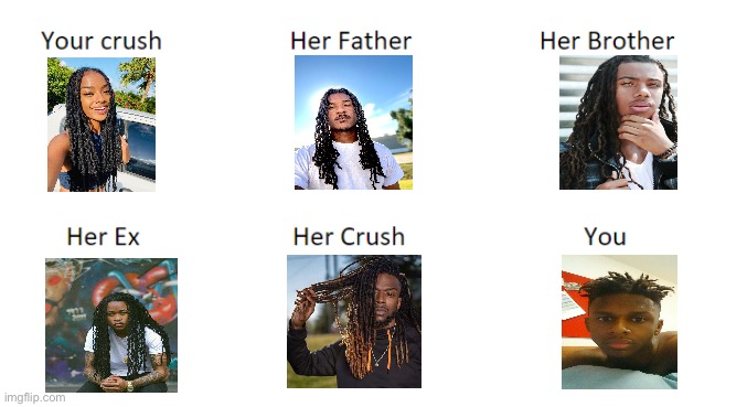 Your crush | image tagged in your crush,black people,comedy,hair | made w/ Imgflip meme maker