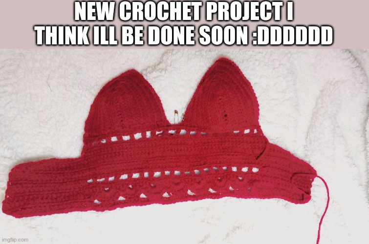 im so excited to finally be able to wear it :DDDDDDD | NEW CROCHET PROJECT I THINK ILL BE DONE SOON :DDDDDD | made w/ Imgflip meme maker