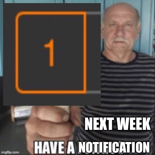 I'll give you a notification later | NEXT WEEK | image tagged in have a notification | made w/ Imgflip meme maker