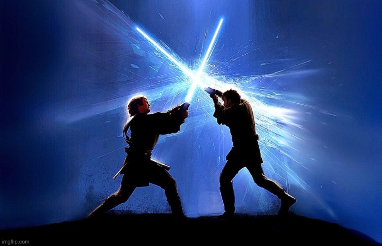 lightsaber battle | image tagged in lightsaber battle | made w/ Imgflip meme maker