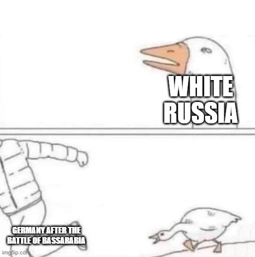 Goose Chase | WHITE RUSSIA; GERMANY AFTER THE BATTLE OF BASSARABIA | image tagged in goose chase | made w/ Imgflip meme maker