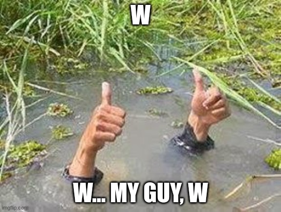 FLOODING THUMBS UP | W W... MY GUY, W | image tagged in flooding thumbs up | made w/ Imgflip meme maker