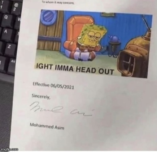people on imgflip if they quit a job: | image tagged in memes,funny,spongebob ight imma head out,msmg | made w/ Imgflip meme maker