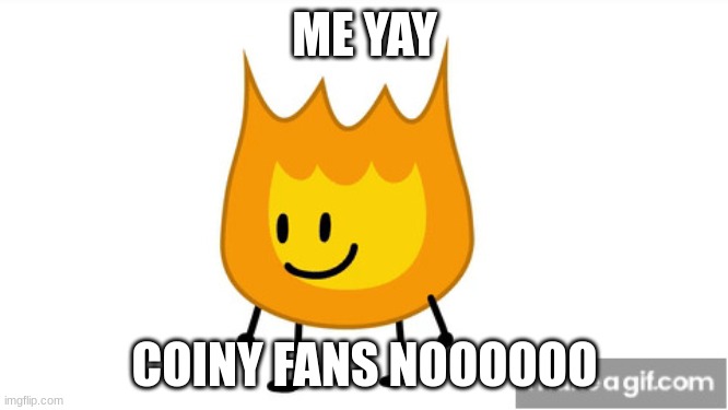 bfb | ME YAY; COINY FANS NOOOOOO | image tagged in bfb | made w/ Imgflip meme maker