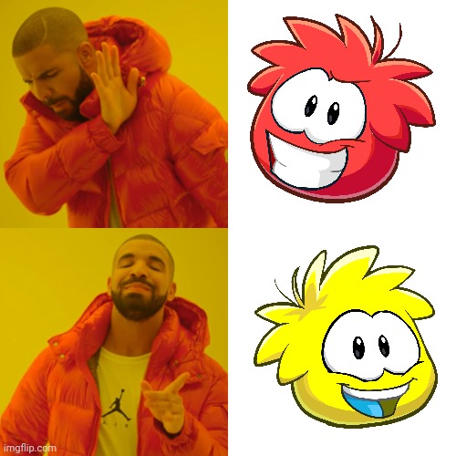 Me get puffle be like: | image tagged in memes,drake hotline bling,club penguin | made w/ Imgflip meme maker