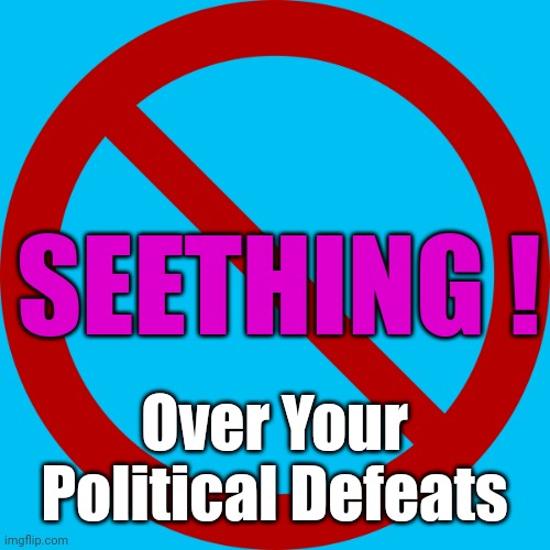 No sign | SEETHING ! Over Your Political Defeats | image tagged in no sign | made w/ Imgflip meme maker