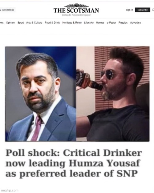 LOL. The impressive thing about this is actually that Humza managed to be somehow worse than Sturgeon as FM | image tagged in scotland | made w/ Imgflip meme maker