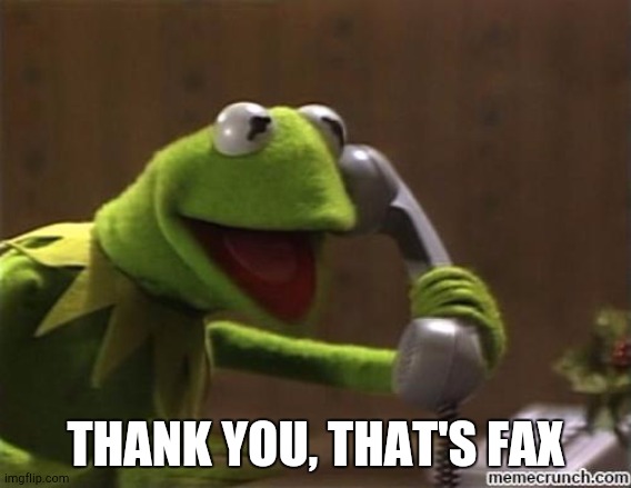 kermit | THANK YOU, THAT'S FAX | image tagged in kermit | made w/ Imgflip meme maker