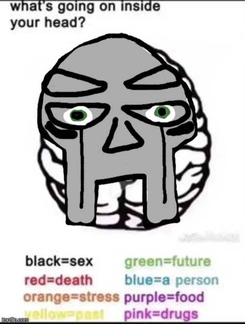 mf doom | image tagged in what's going on inside your head | made w/ Imgflip meme maker