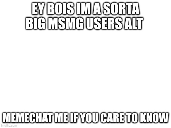 EY BOIS IM A SORTA BIG MSMG USERS ALT; MEMECHAT ME IF YOU CARE TO KNOW | made w/ Imgflip meme maker