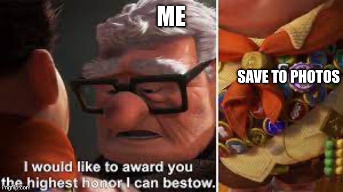 The greatest honor | ME SAVE TO PHOTOS | image tagged in the greatest honor | made w/ Imgflip meme maker