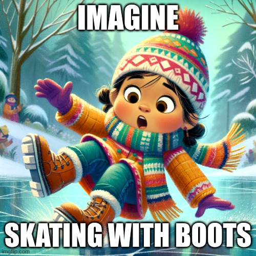 well | IMAGINE; SKATING WITH BOOTS | image tagged in imagine | made w/ Imgflip meme maker