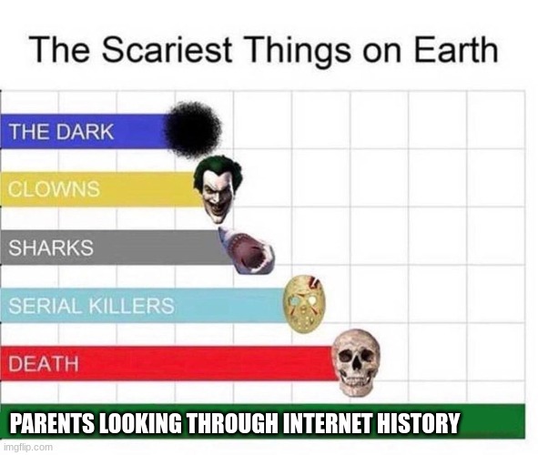 That was when the king felt true fear for the first time. | PARENTS LOOKING THROUGH INTERNET HISTORY | image tagged in scariest things in the world | made w/ Imgflip meme maker