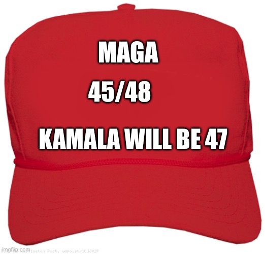 Biden resigns after losing in 2024. Kamala President for two months | MAGA; 45/48; KAMALA WILL BE 47 | image tagged in blank red maga hat,gifs,kamala harris,biden,democrat,maga | made w/ Imgflip meme maker
